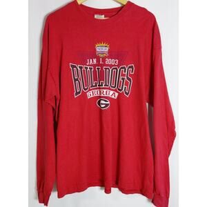 Vintage Hanes BEEFY-T Bulldogs Georgia Red Long Sleeve T-Shirt Graphic Size XL